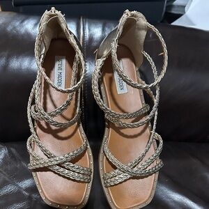 Steve Madden Metallic Gold Braided Gladiator Sandals
